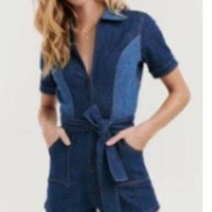 Stoned Immaculate Denim Collared Jean Romper L